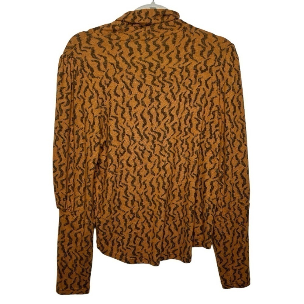 Anthropologie Puff Sleeve Printed Turtleneck Long Sleeve Top Women's Size Small - Picture 4 of 7